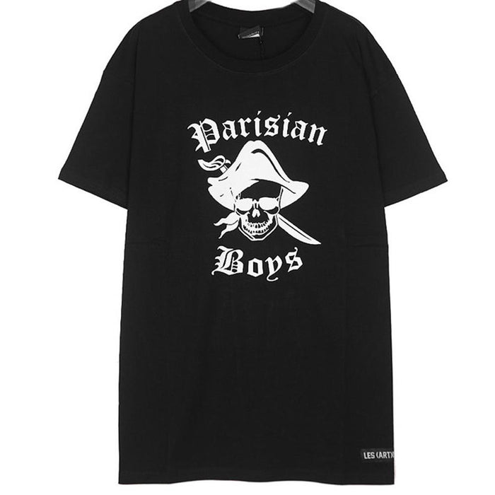 LES ARTIST Parisian Skull Print Black T-Shirt