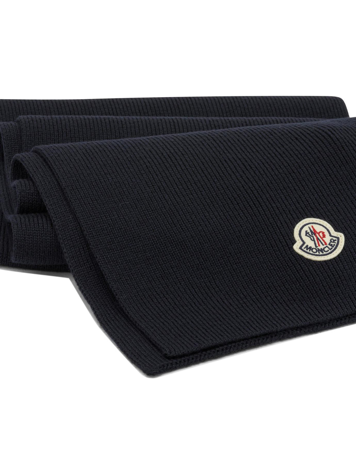 Moncler Wool Knit Scarf for Men Navy