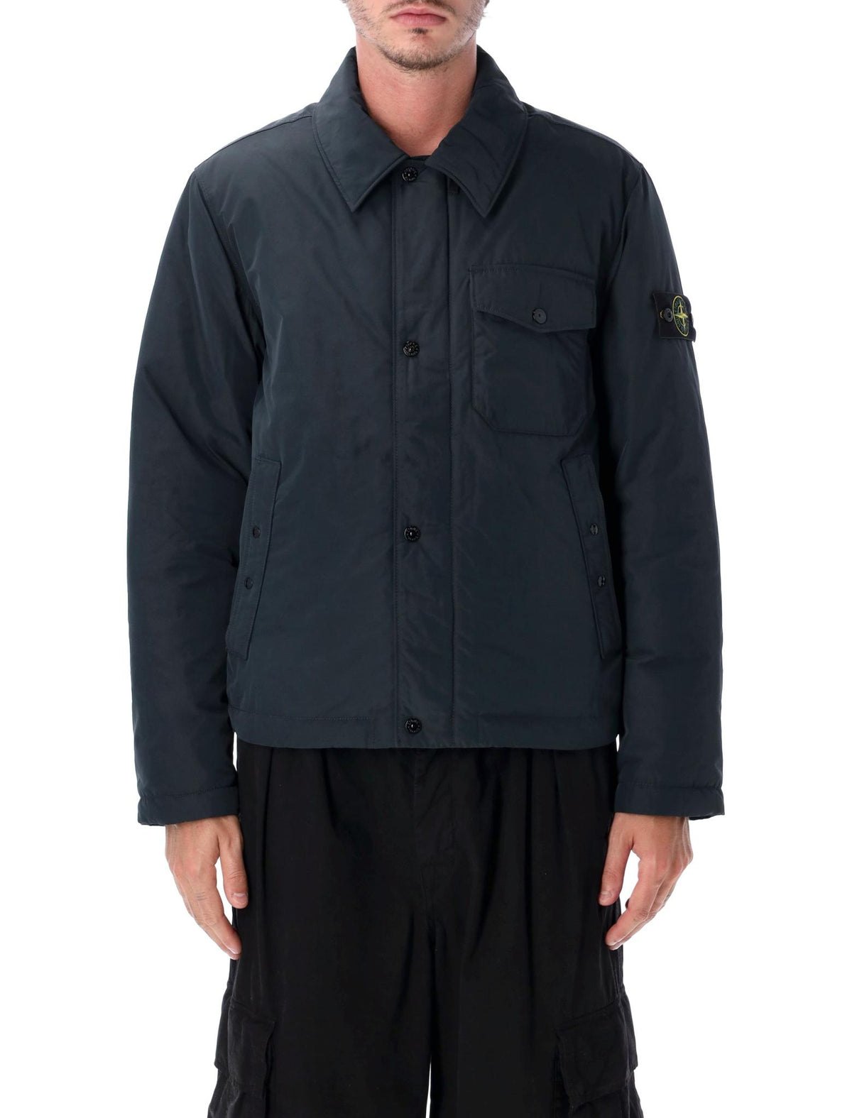 STONE ISLAND Black Nylon Bomber Jacket for Men