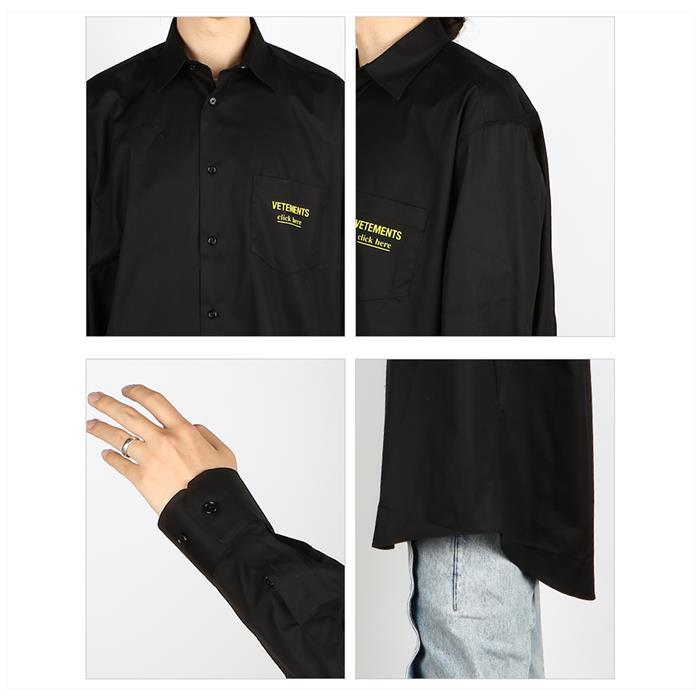 Vetements Click Here Logo Long-Sleeve Shirt UA53SH300B 1001 BLACK