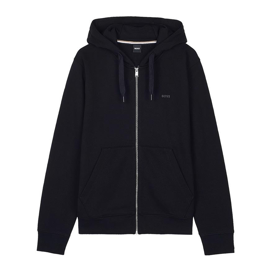 HUGO BOSS Men’s Terry Logo Zip Hoodie Black