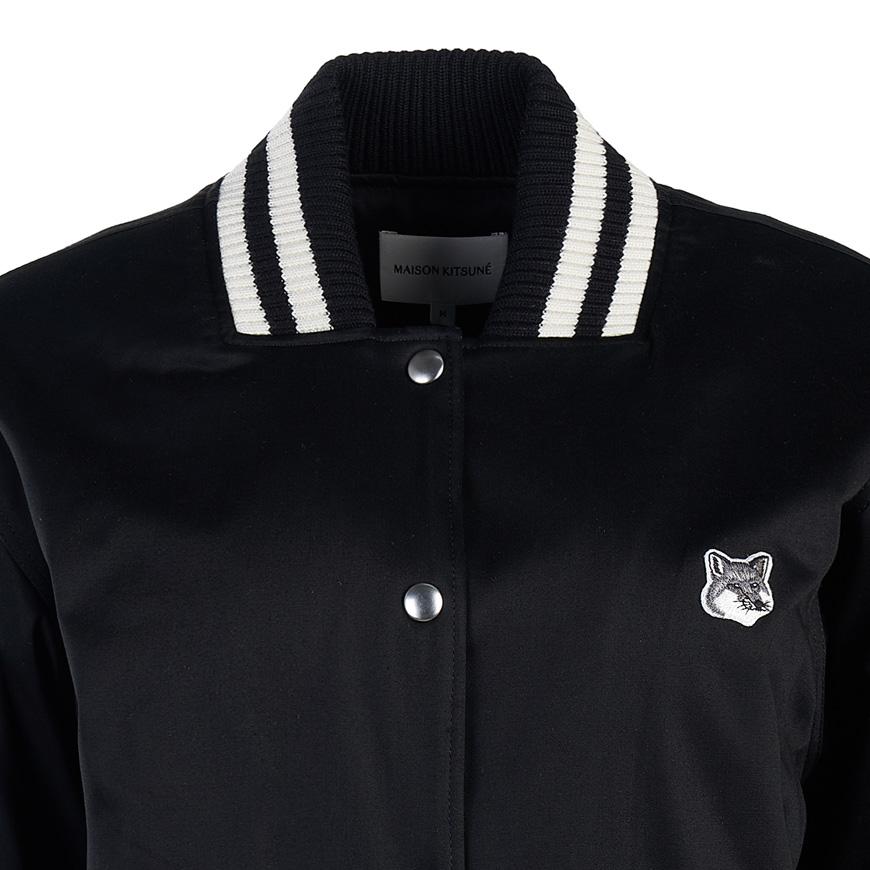 Maison Kitsune Satin Bomber Jacket Black Women
