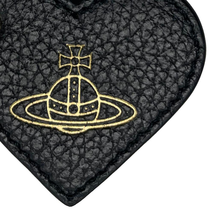 Vivienne Westwood ORB Logo Heart Grain Leather Keyring Black