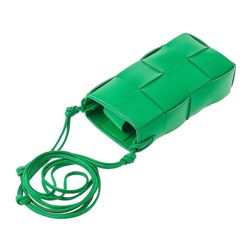 Bottega Veneta Cassette Phone Pouch Crossbody Bag Green Leather