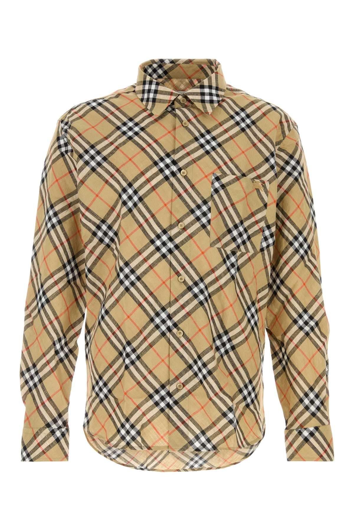 BURBERRY Plaid Check Cotton Long Sleeve Shirt Men White/Black