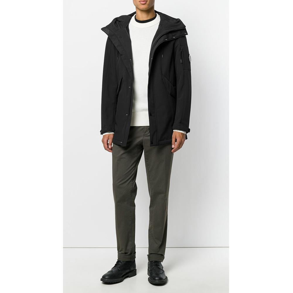 CP Company Lens Badge Long Jacket Black 03CMOW029A 999