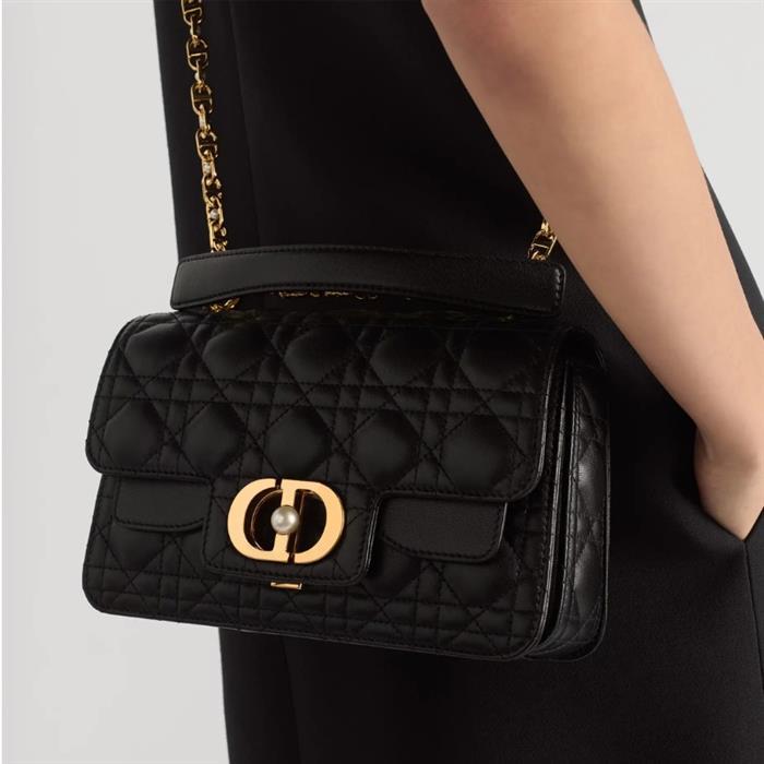 DIOR Jolie Small Top Handle Bag Black Leather Shoulder Bag