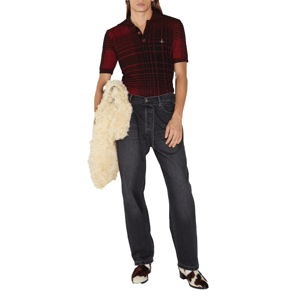 Vivienne Westwood Checked Short Sleeve Polo Knit Sweater for Men