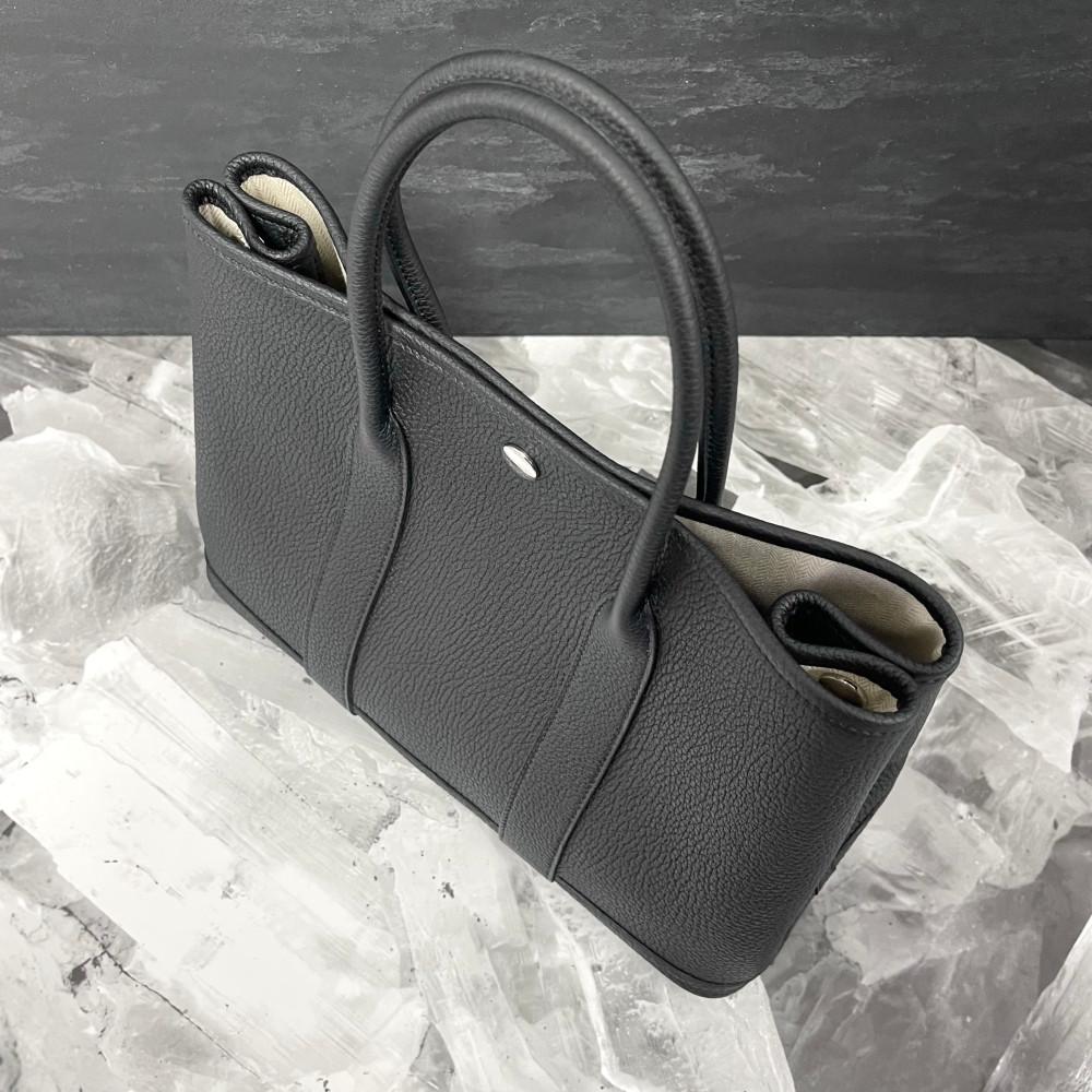 HERMES Garden Party 30 Negonda Leather Black Tote Palladium Hardware