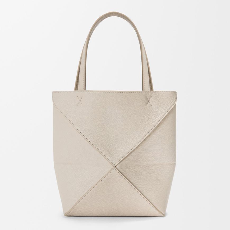LOEWE Mini Puzzle Fold Tote Bag Leather Brown Women’s