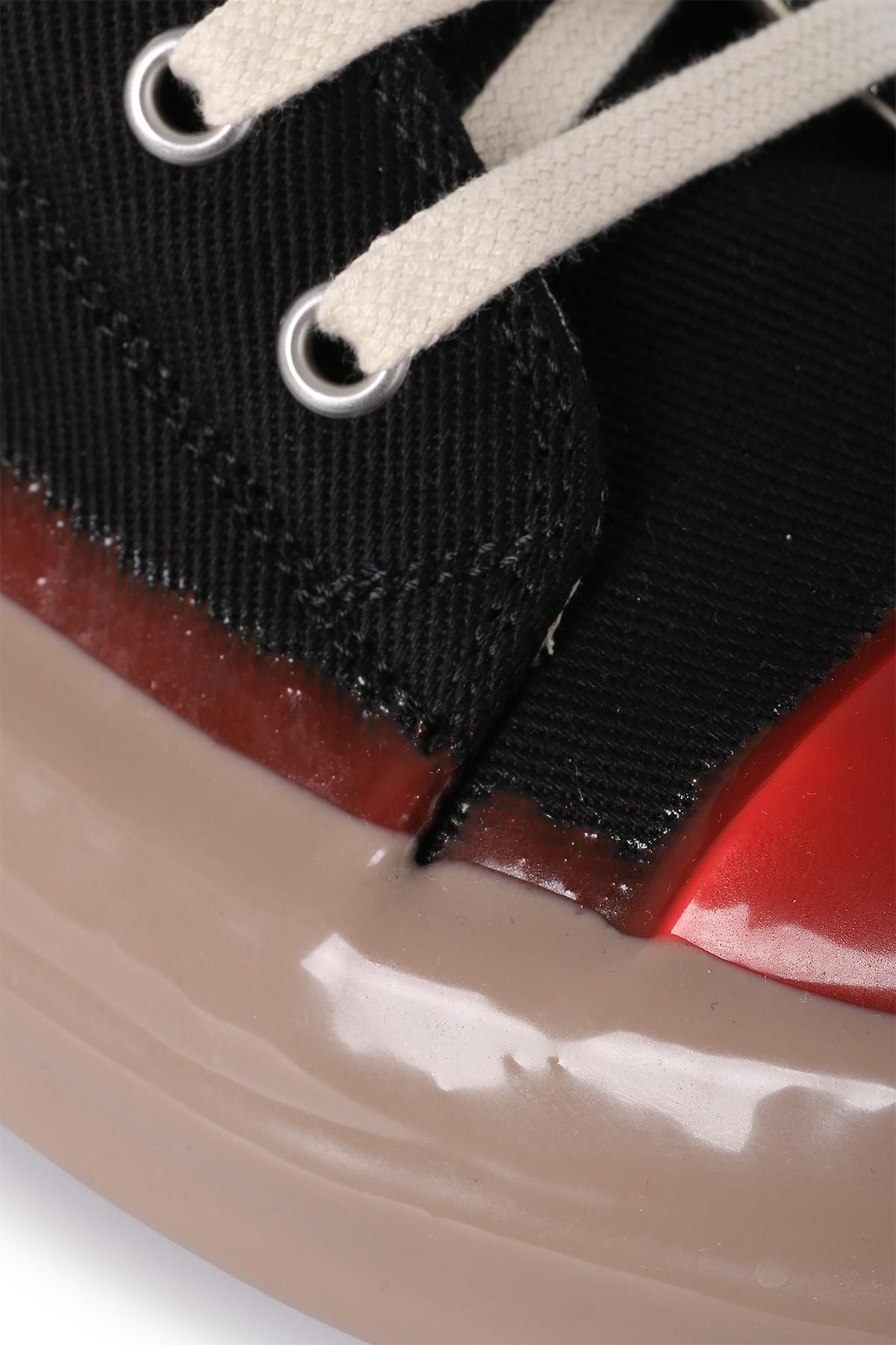 Rick Owens DRKSHDW Silicone Sole Black Red Dark Beige High-Top Sneakers