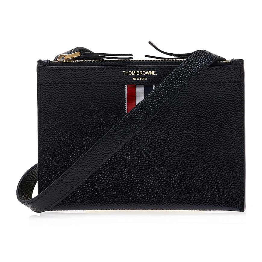 THOM BROWNE Pebble Leather Mini Crossbody Bag Black Men