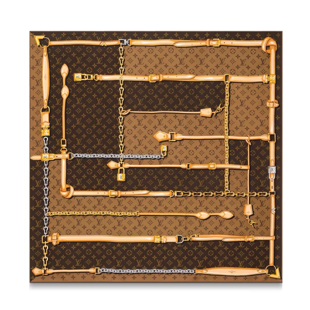 Louis Vuitton Monogram Confidential Square Scarf Black Brow M78667 M78666 M79594