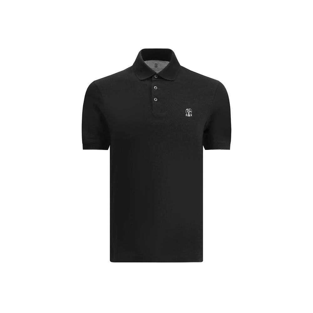 Brunello Cucinelli Logo Print Polo T-Shirt Black ME8548788 CGB88