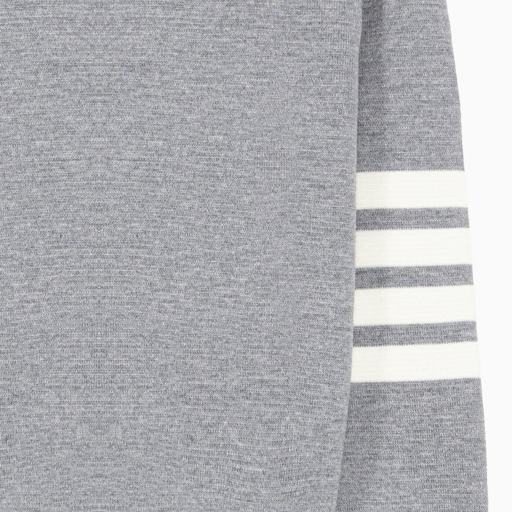 THOM BROWNE Grey Merino Wool Milano Stitch Armband Crewneck Sweater