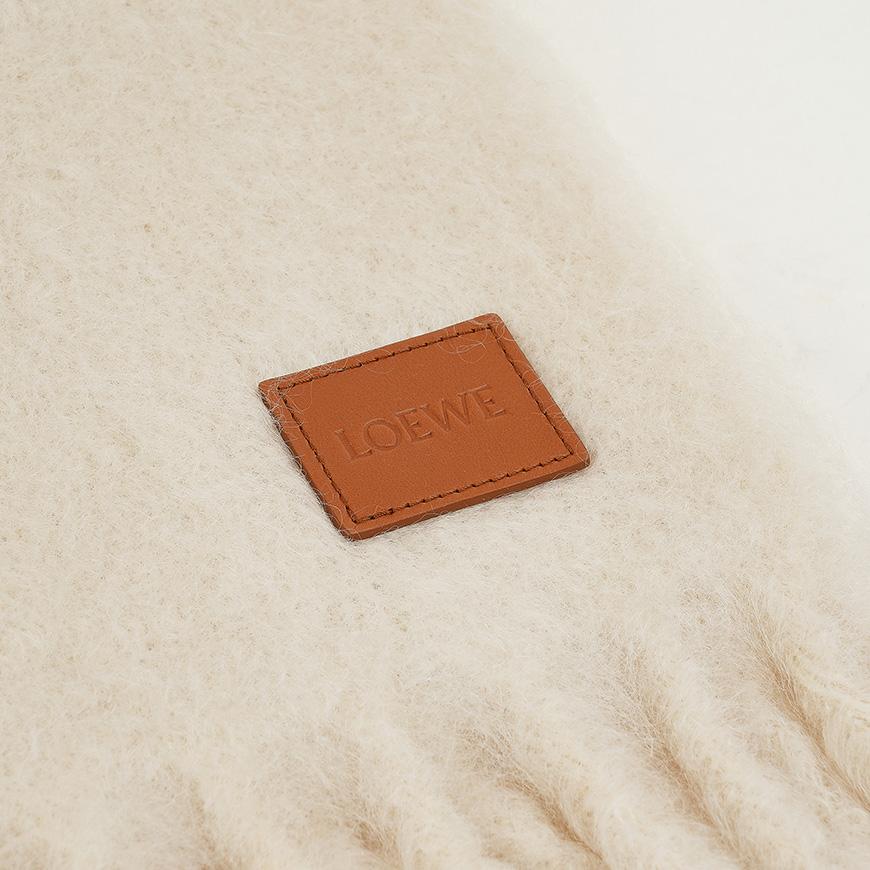 LOEWE Women’s Anagram Patch Scarf Muffler Ivory Wool
