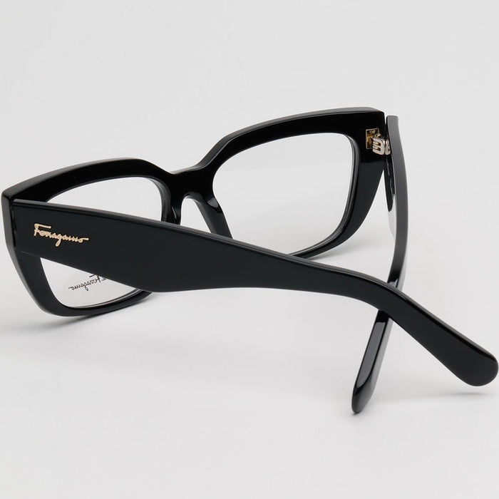 Ferragamo Thick Black Acetate Oval Eyeglass Frames Unisex SF2905 001