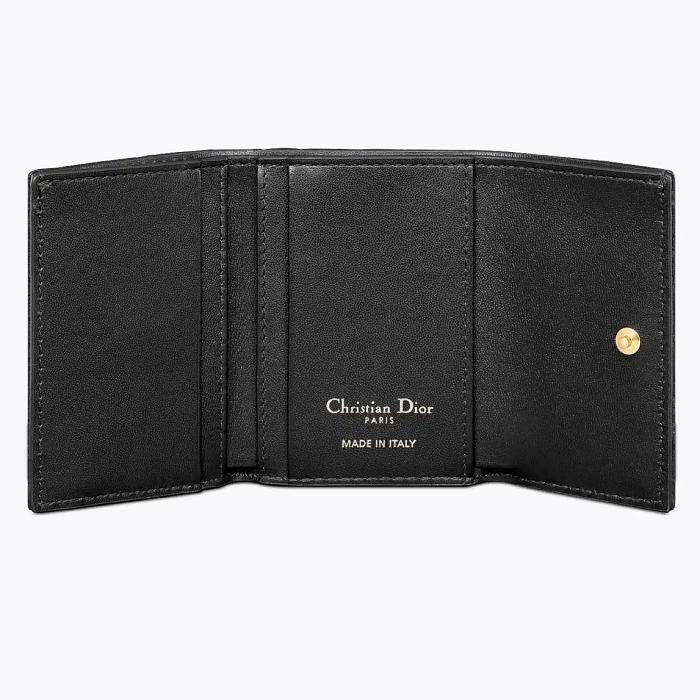 DIOR Caro Verona Leather Compact Wallet Black S5251UWHC M900