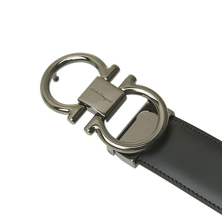 Ferragamo Men’s Adjustable Gancini Leather Belt 67 9938 NERO HICKORY 0694531