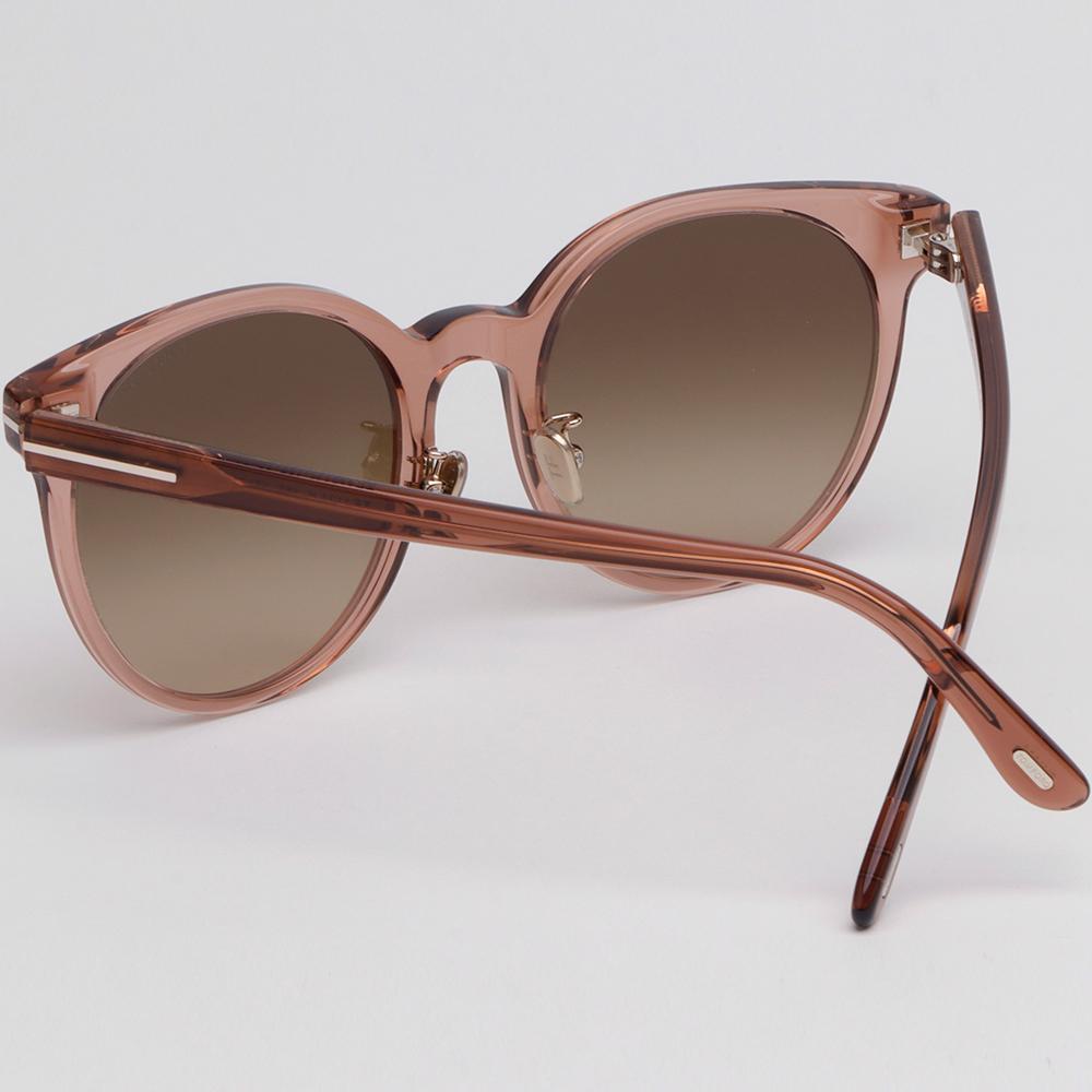 TOM FORD Round Transparent Burgundy Acetate Sunglasses Asian Fit TF1134K 45F