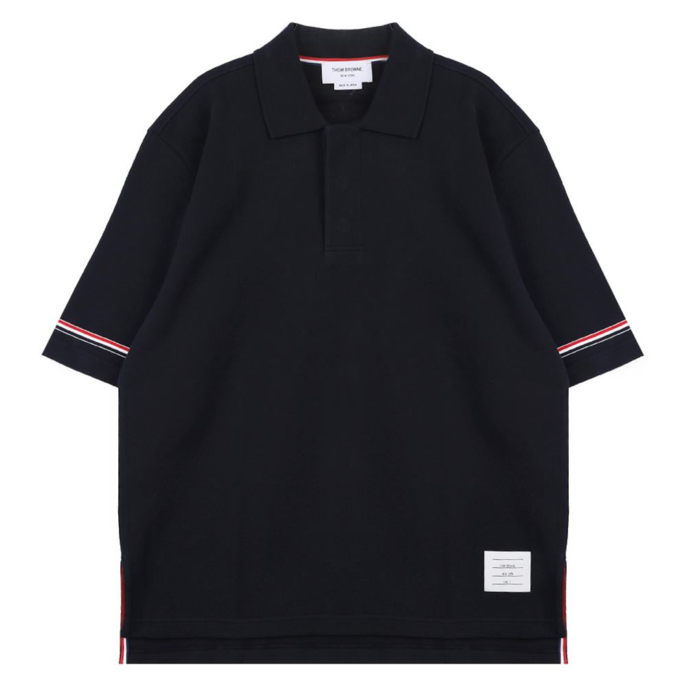 THOM BROWNE Cotton Rugby Polo Shirt Navy