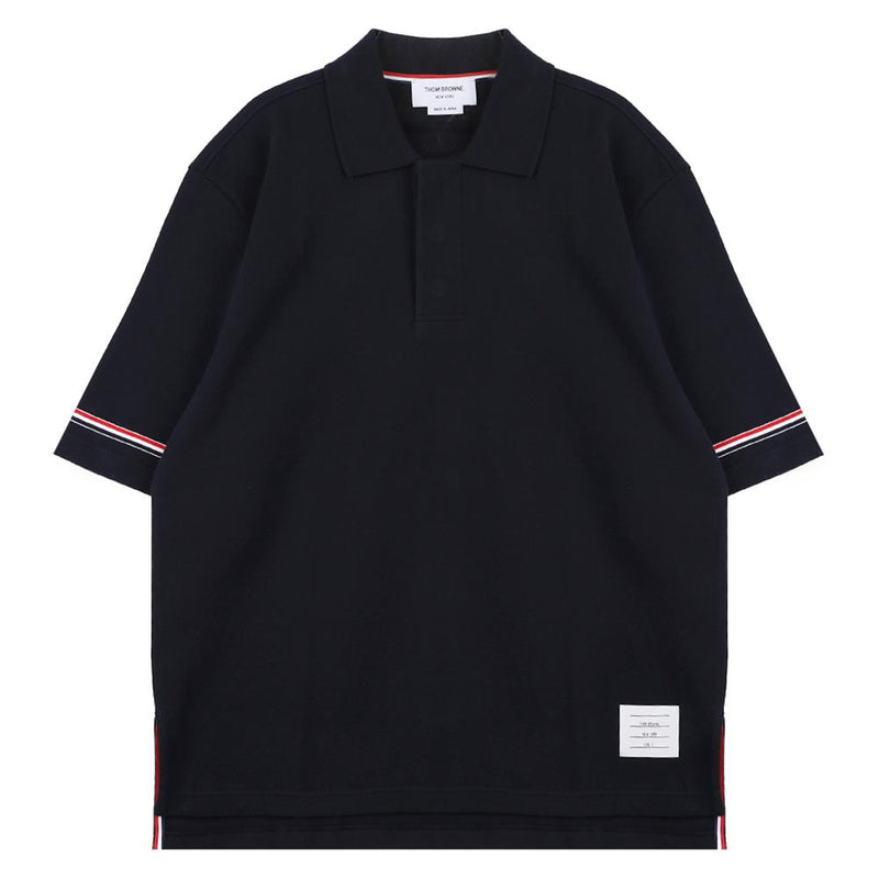 THOM BROWNE Cotton Rugby Polo Shirt Navy