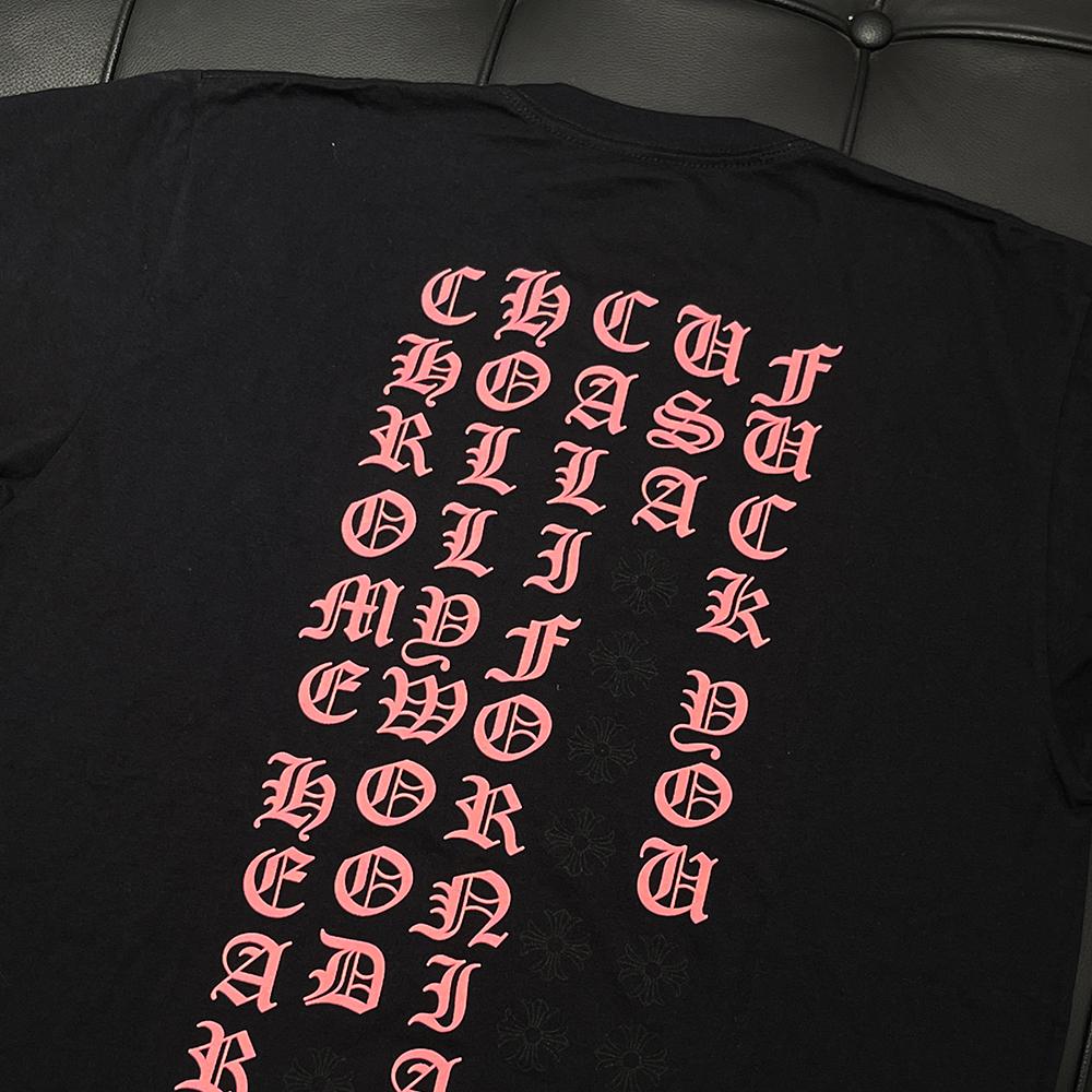 Chrome Hearts Black Pink Roller Back Logo Lettering Print Short Sleeve T-Shirt