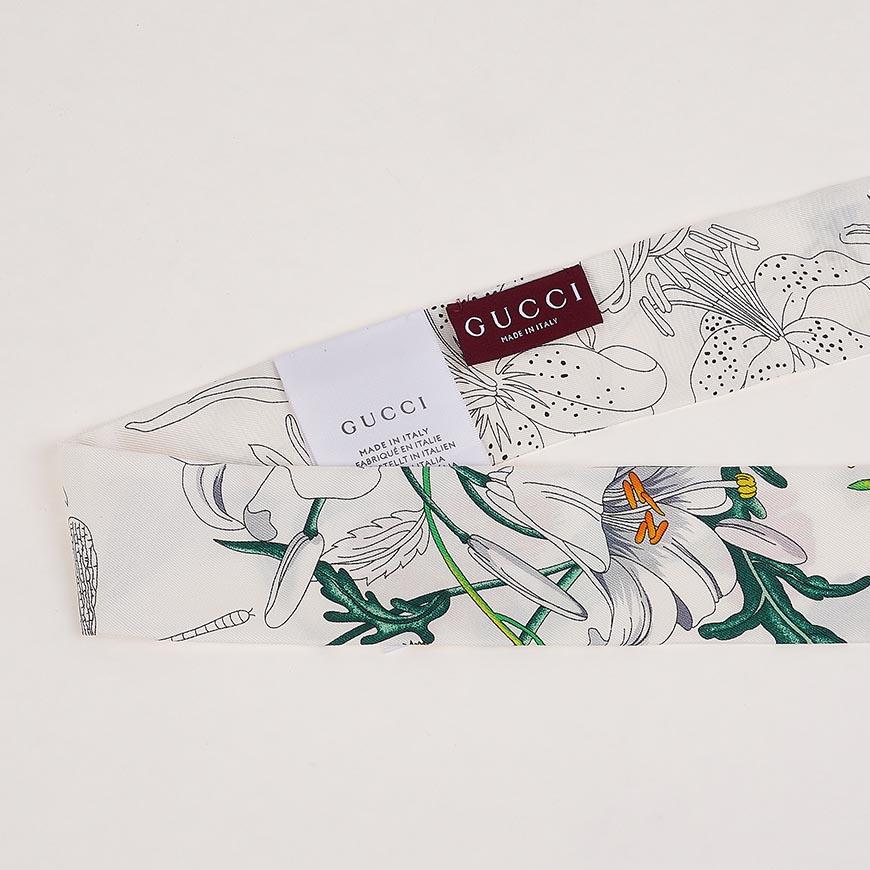 GUCCI Unisex Print Silk Twill Ribbon Scarf 831699 3G001 9067