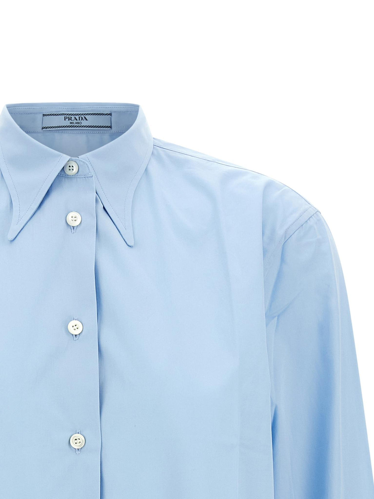 PRADA Long Sleeve Button-Up Shirt Women’s White Cotton