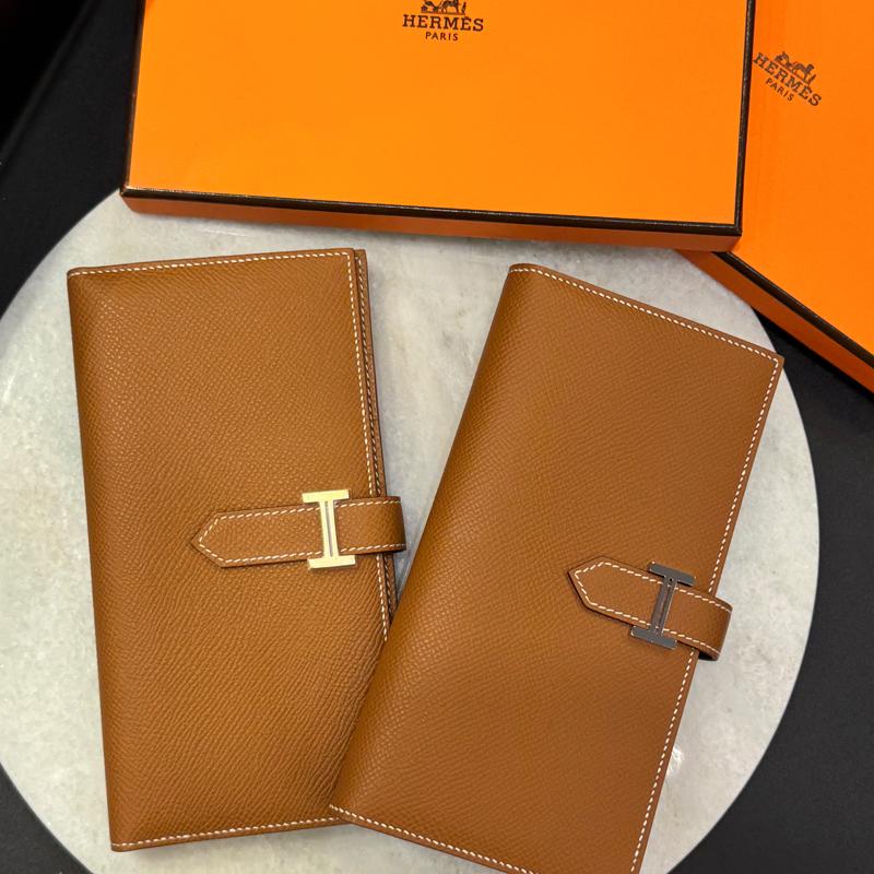 HERMES Bearn Long Wallet Epsom Gold with Palladium Hardware