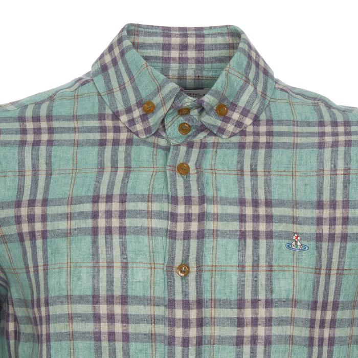 Vivienne Westwood Men’s Check Linen Long Sleeve Shirt S25DL0456