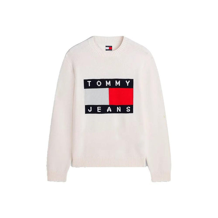 TOMMY HILFIGER White Flag Logo Crewneck Sweater Mens