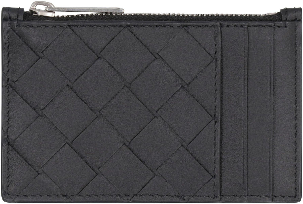 Bottega Veneta Black Intrecciato Leather Card Holder