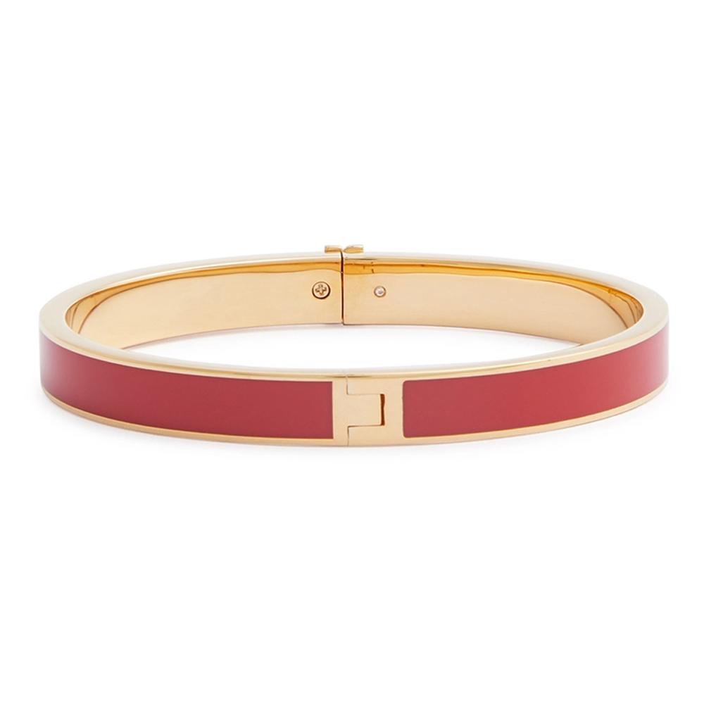 Tory Burch Kira Enamel Bangle Bracelet Red