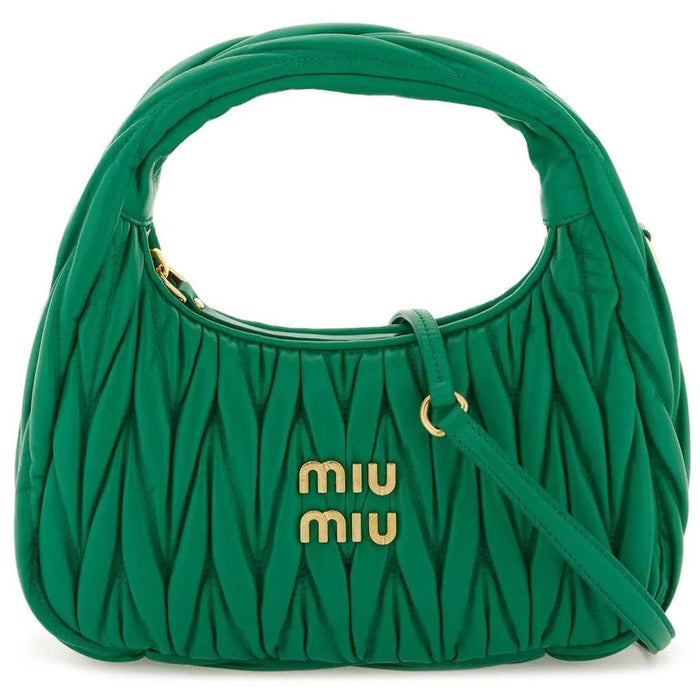 Miu Miu Matelassé Leather Shoulder Tote Bag with Gold Logo