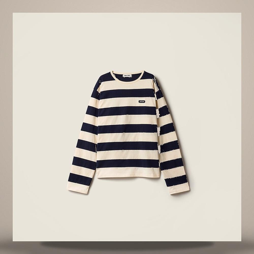 Miu Miu Stripe Jersey T-Shirt MJLA59 195L F067X
