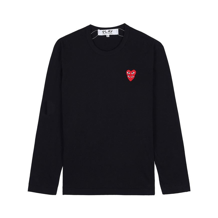 Comme des Garcons Unisex Double Heart Patch T-Shirt AX T292 051 BLACK