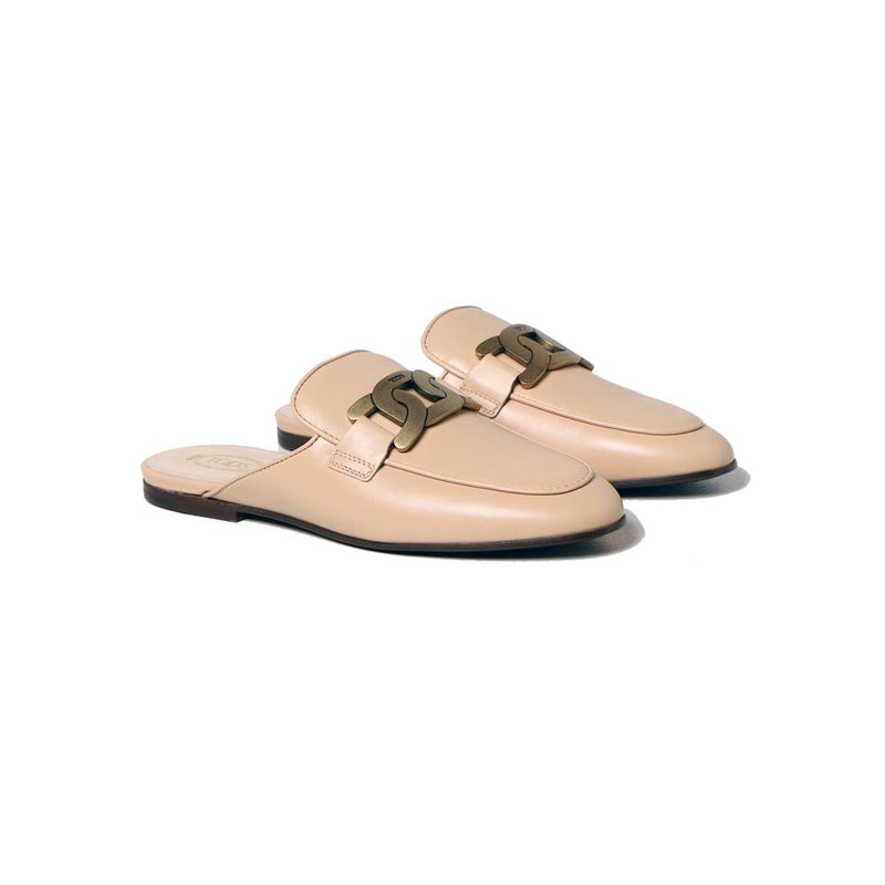 Tods Chain Logo Leather Mule Loafers XXW79A0EX40 GOC C205
