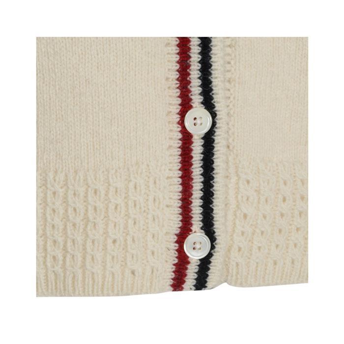 THOM BROWNE Donegal Hector Pointelle Dog Cardigan White Wool