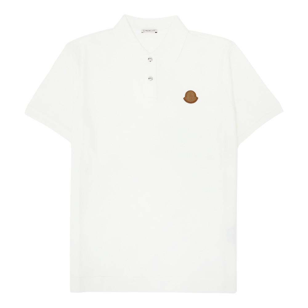 Moncler Logo Short Sleeve Polo Shirt for Men White Cotton