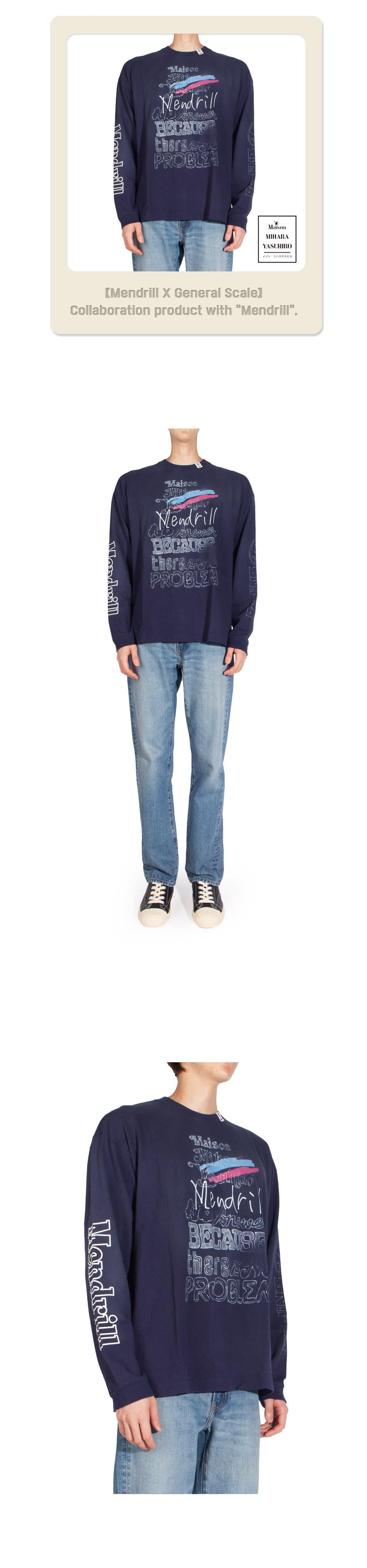 Maison Mihara Yasuhiro Distressed Long Sleeve T-Shirt Navy Unisex