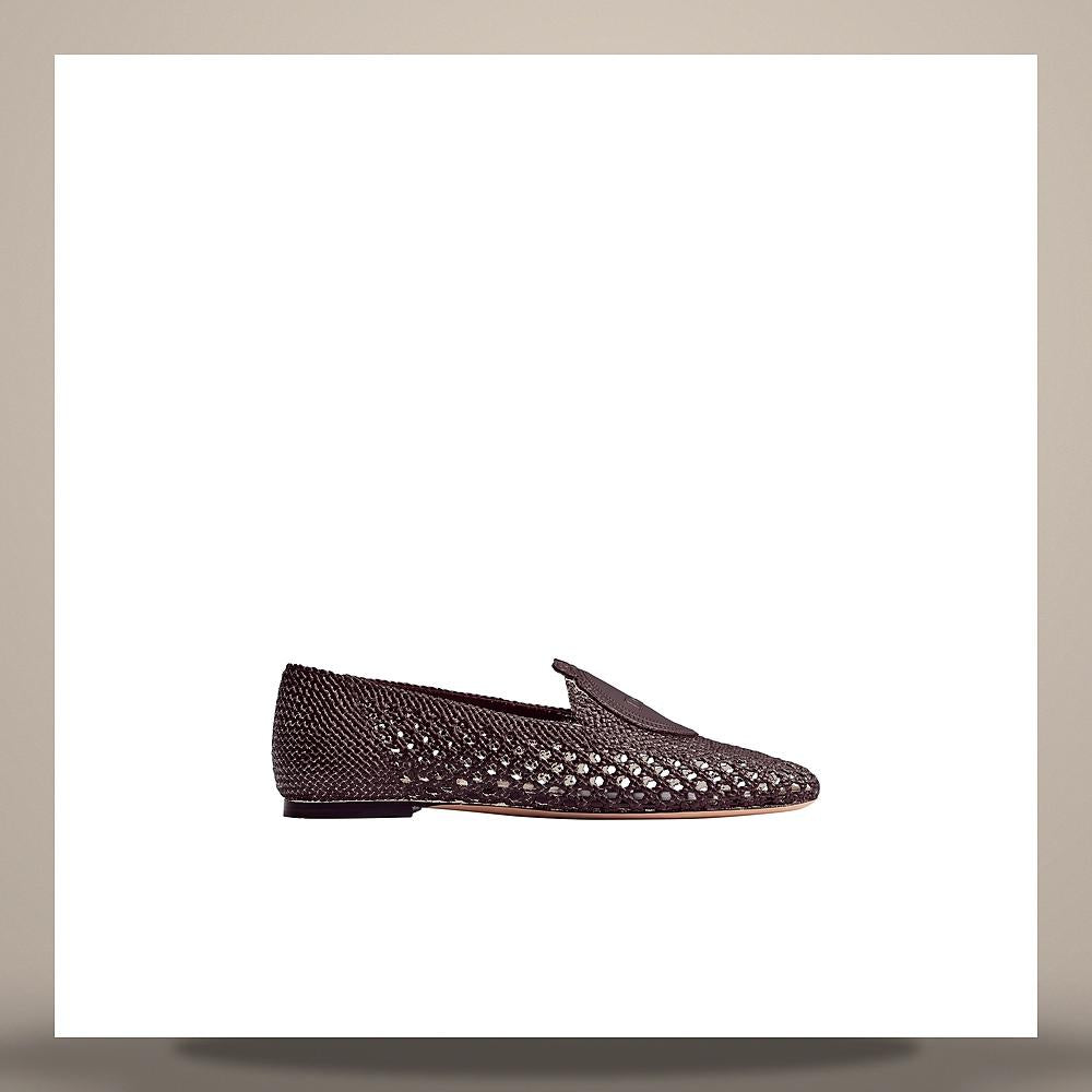 DIOR Burgundy Woven Lambskin Medallion Loafers KDF221NWL S33R