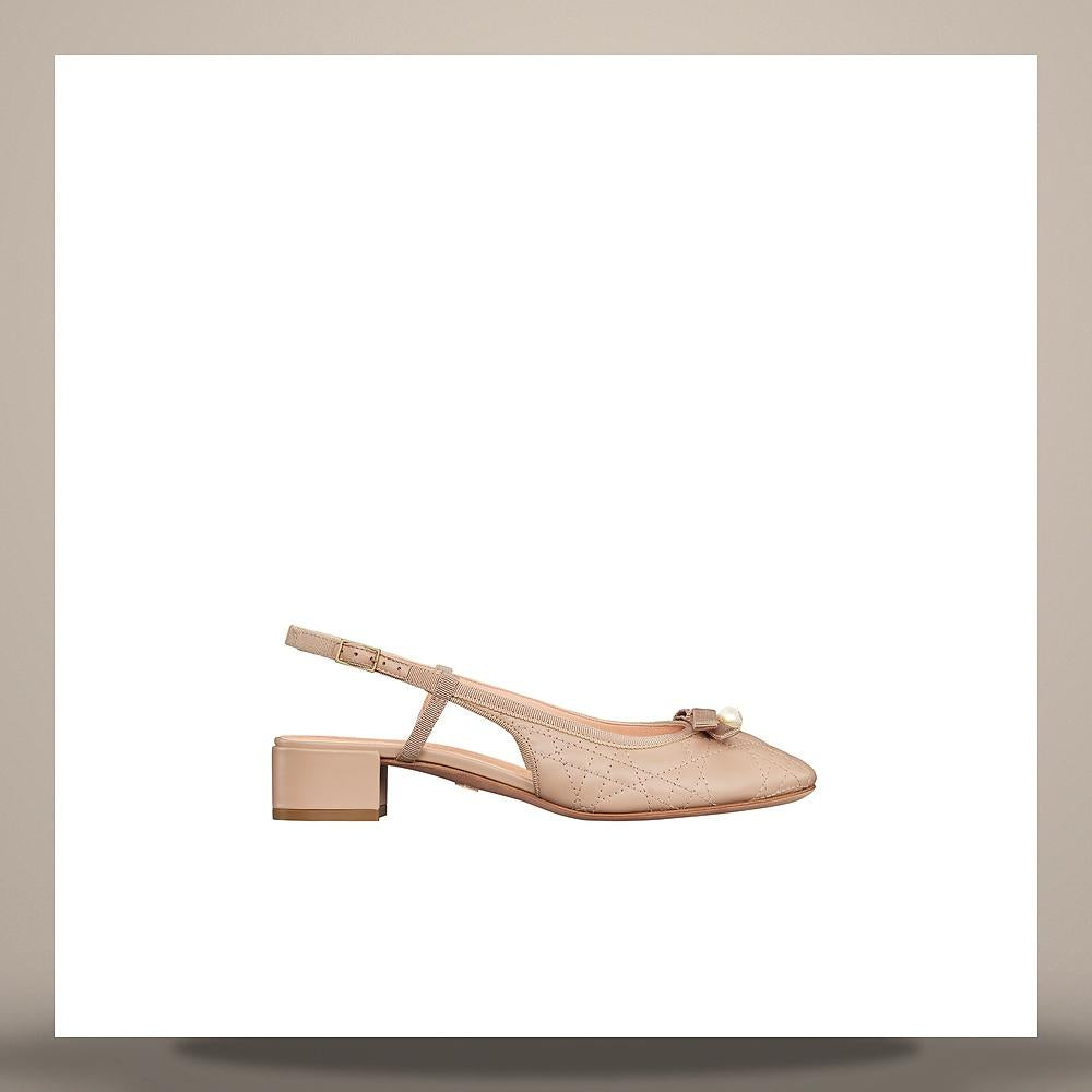 DIOR Nude Quilted Cannage Calfskin Ballet Slingback Pumps KDB968CQC S21U