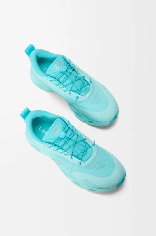 LOEWE Turquoise Leather Low-Top Sneakers L929282 X385150