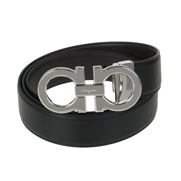 Ferragamo Double Gancini Reversible Leather Belt