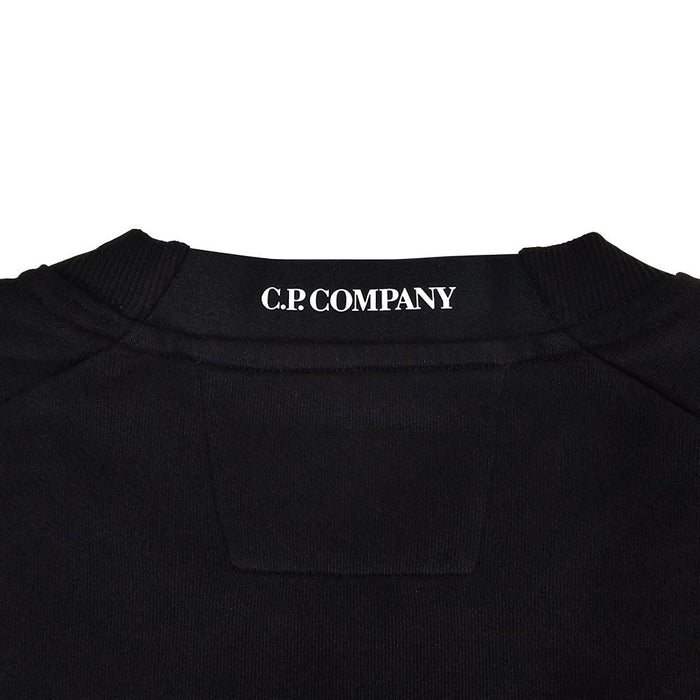 CP Company Black Diagonal Raised Fleece Lens Sweatshirt