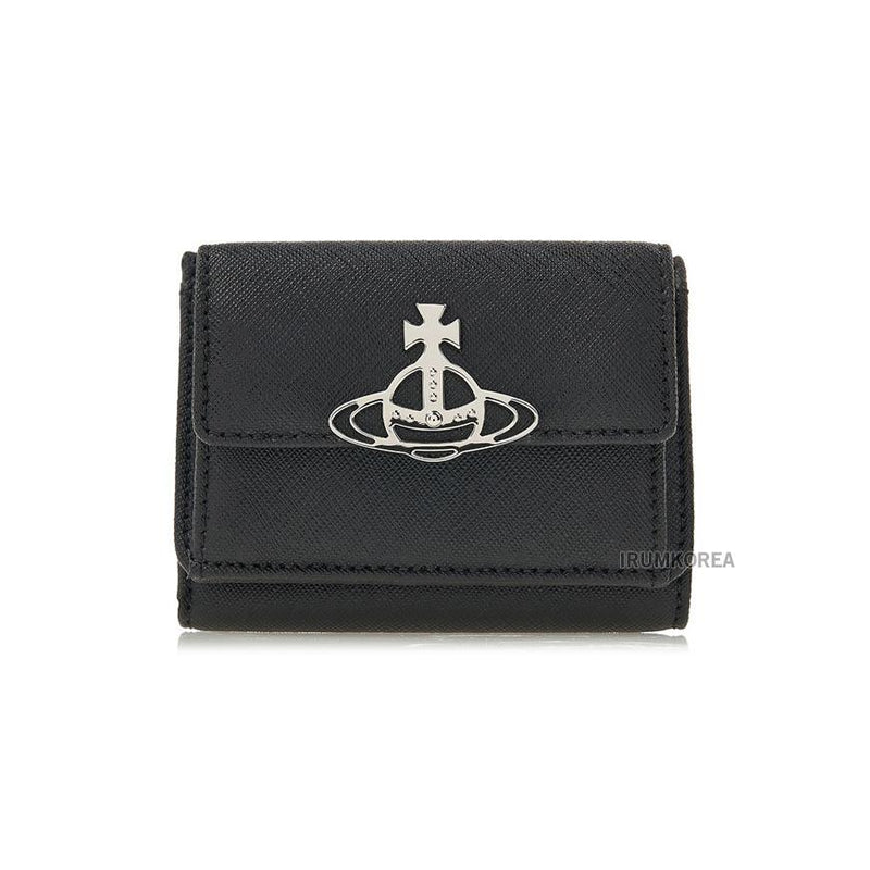 Vivienne Westwood Women’s Saffiano Leather Flap Bifold Wallet Black