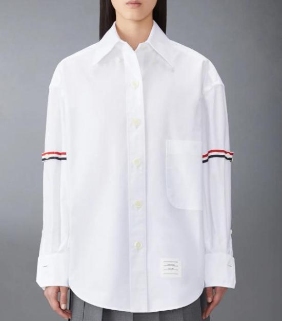 THOM BROWNE RWB Stripe Detail White Shirt FLL079E F03131