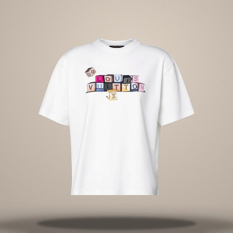 Louis Vuitton Women's Signature Block White T-Shirt 1AKEOI