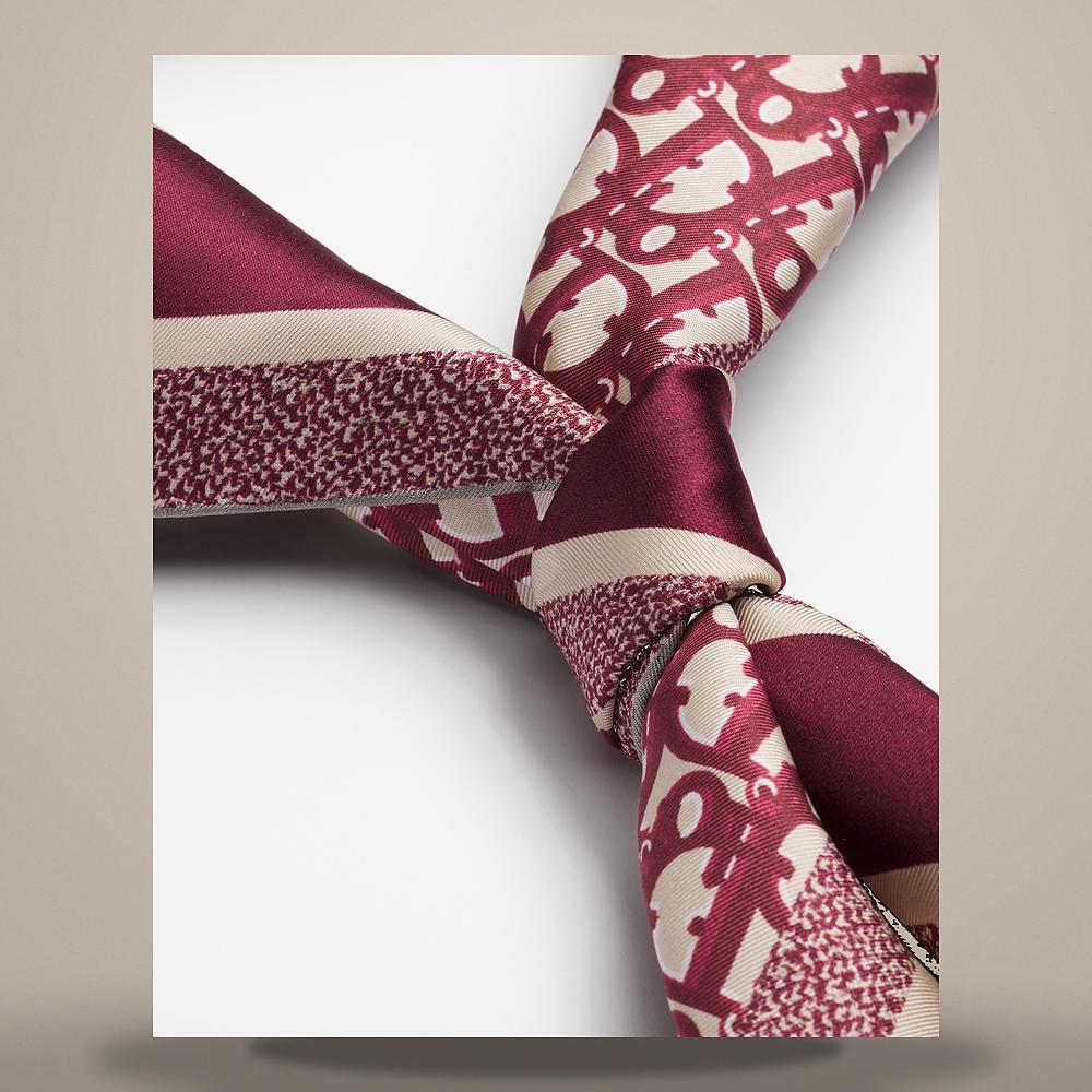 DIOR Burgundy Navy Blue Silk Twill Diortwin Oblique 90 Square Scarf